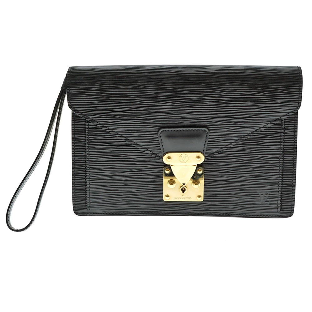 LOUIS VUITTON Dragonne Epi Leather Clutch Bag Black Handbag